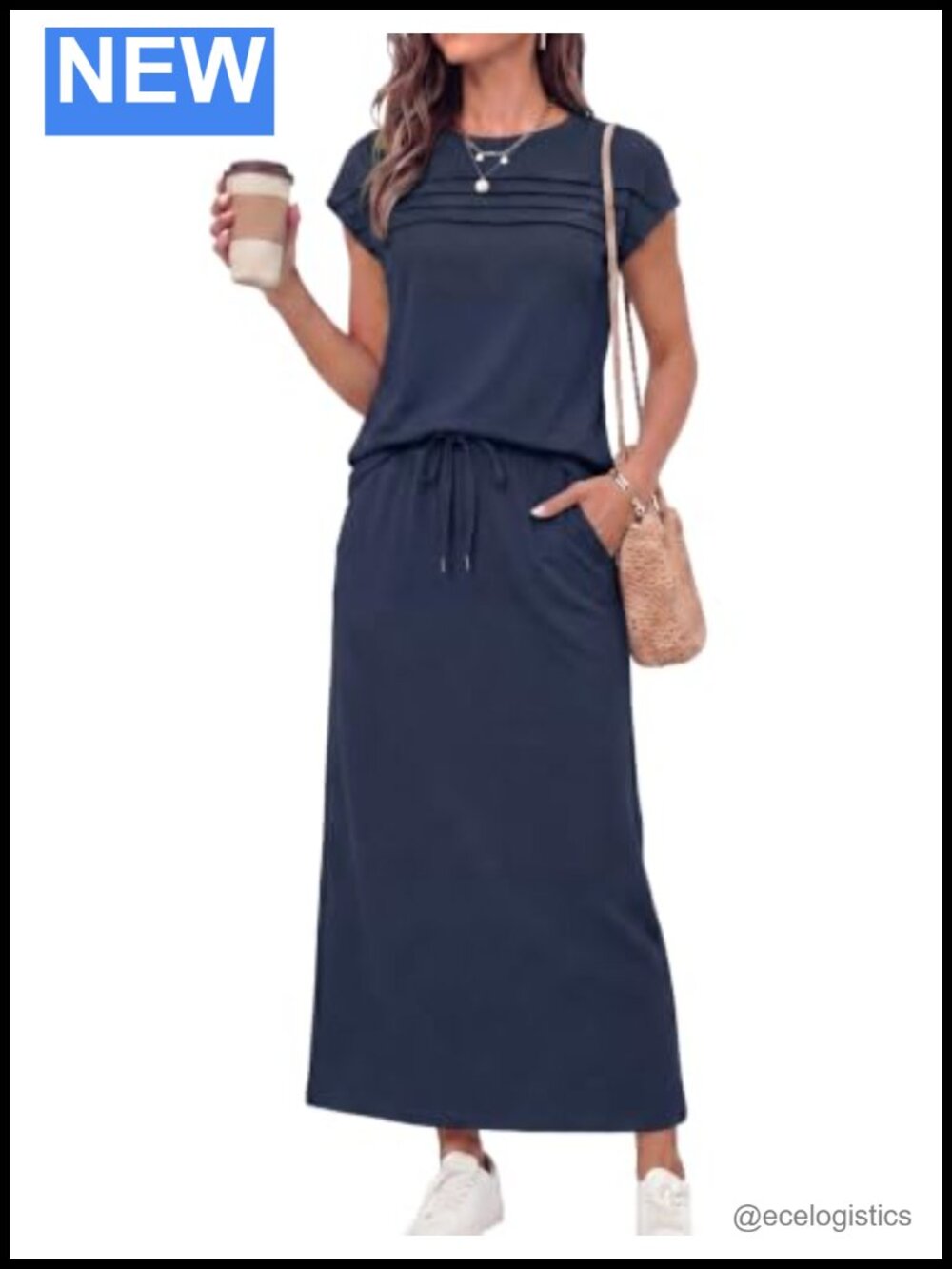2 Piece Skirt Set Women Casual Matching Outfit Maxi Skirt Pockets